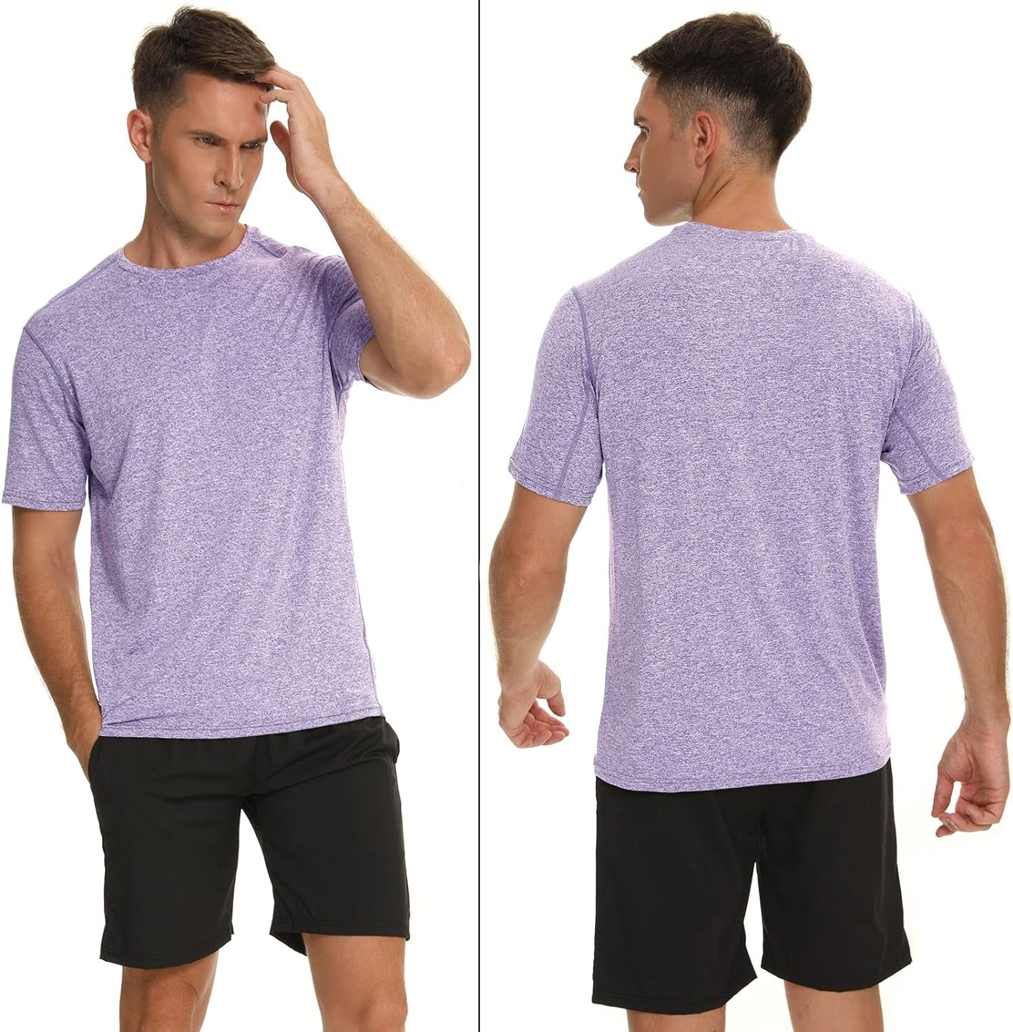 Mens Shirt Workout Running 2 Pack or 1 Pack Sports Short Sleeve Moisture Wicking Quick Dry Gym T Shirts