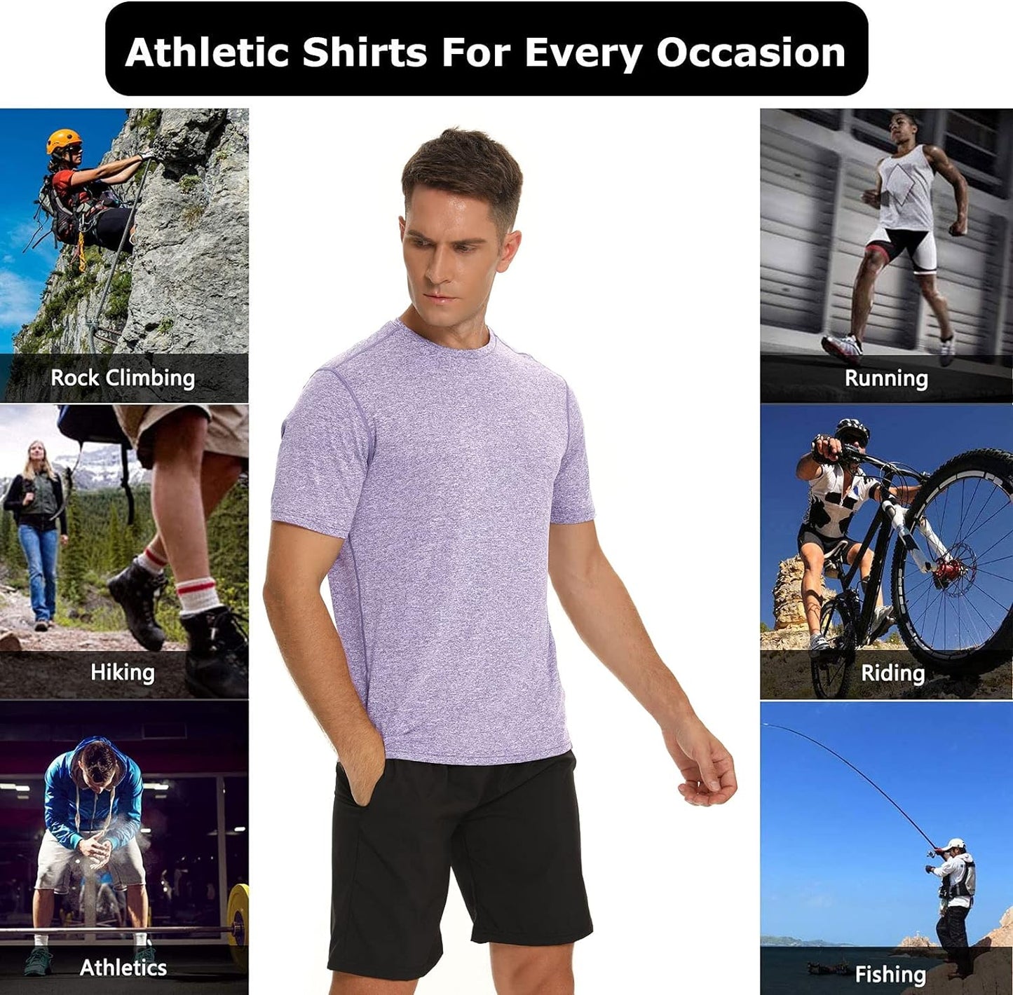 Mens Shirt Workout Running 2 Pack or 1 Pack Sports Short Sleeve Moisture Wicking Quick Dry Gym T Shirts